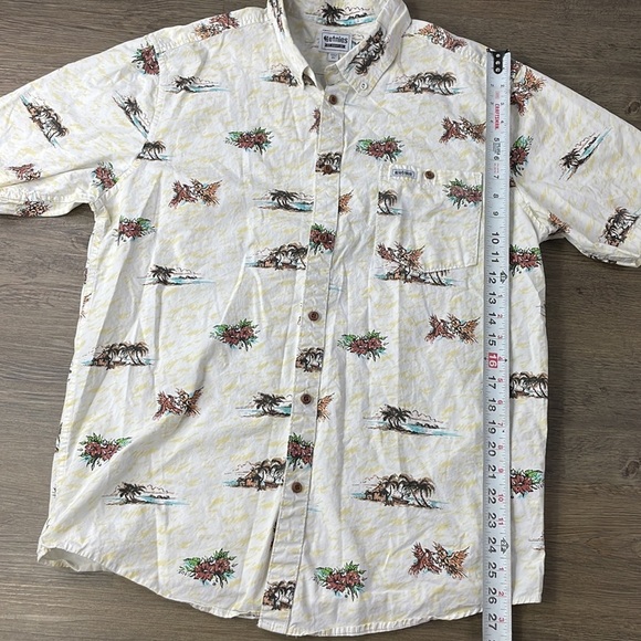 Etnies Men’s White Yellow Hawaiian Tropical Button Up Collared Short Shirt sz XL - Picture 5 of 10